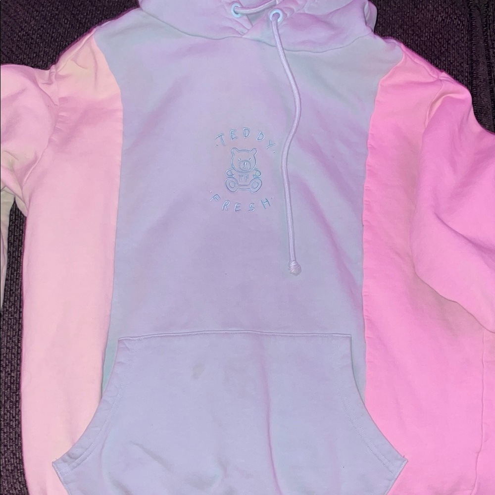 Teddy Fresh Pastel Colorblock Hoodie - Pink and Light blue